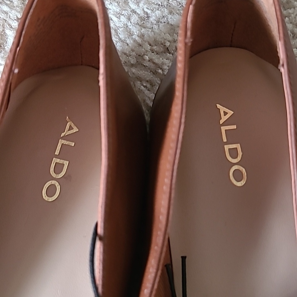 ALDO Cognac Leather Slip-On Loafer Flats Size US 11 / NWOT - Picture 7 of 11